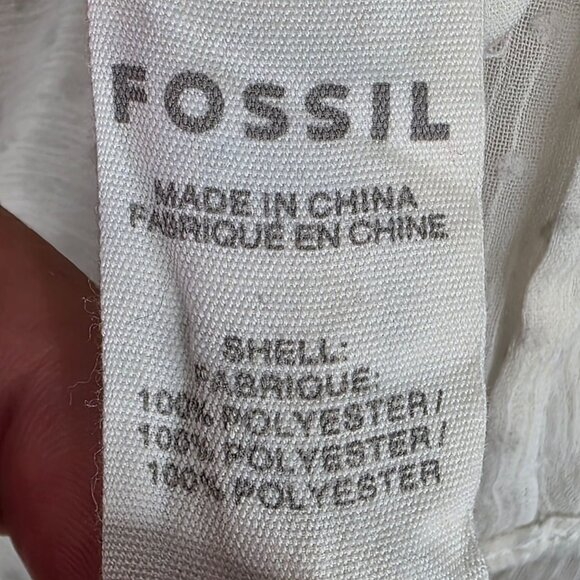 Womens Fossil White Sheer Dot Pattern Blouse Long Sleeve 100% Polyester Size XS - Picture 3 of 8